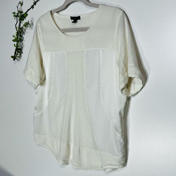 J. Crew White Cotton Poly Accent Shirt Blouse - Picture 4 of 9